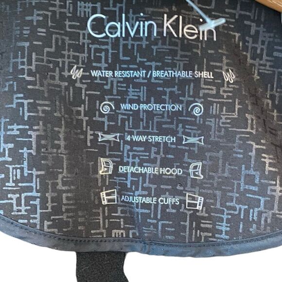 Calvin Klein Sz L NWT Black Metallic Pattern Windbreaker Raincoat Trench Coat - Picture 4 of 7